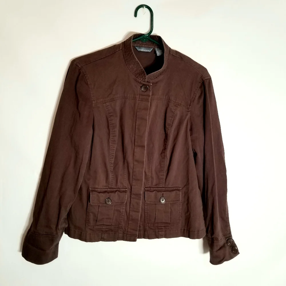 Hillard & Hanson Shirt Jacket Women's XL Button Front Blazer Brown Shacket